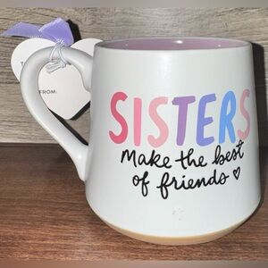 🥰 SISTERS MAKE THE BEST FRIENDS 16oz Coffee Mug Purple Mother’s Day Gift Tag NEW